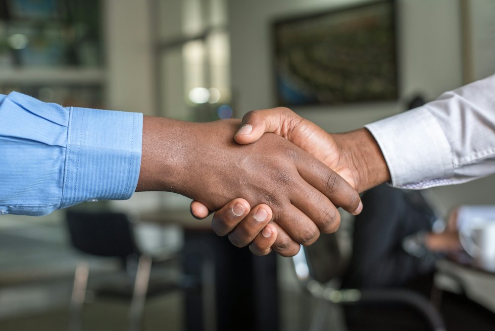 Consultant shaking hands with a client