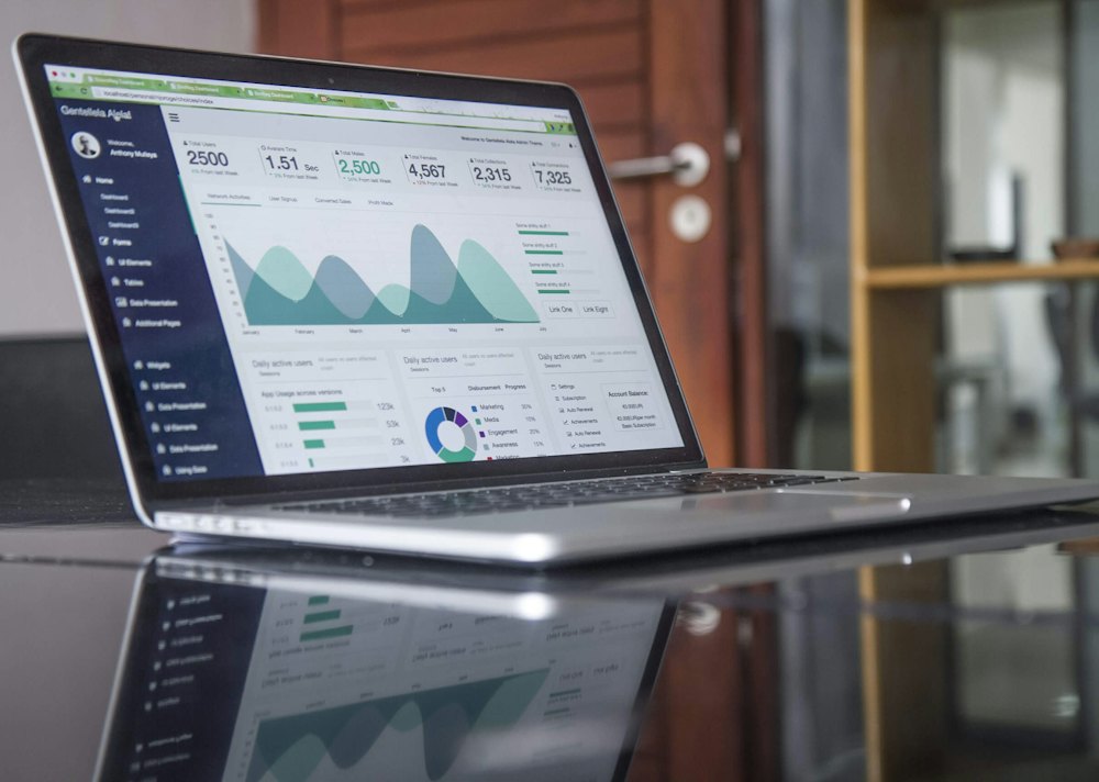 Financial dashboard on a laptop for accounting
